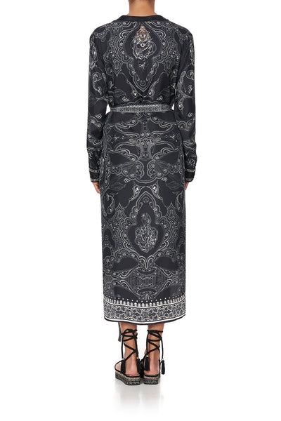 Mid Length Shirt Dress- Midnight Pearl