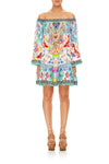 Off Shoulder Frill Hem Dress- Dragon Divinity
