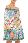 Off Shoulder Frill Hem Dress- Dragon Divinity