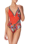 Ring Detail Plunge Onepiece- Wondering Waratah