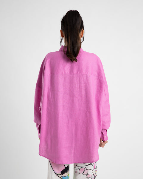 LS OVERSIZED SHIRT-FUCSHIA