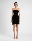 STRAPLESS MINI A LINE DRESS - BLACK