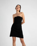 STRAPLESS MINI A LINE DRESS - BLACK