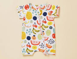 Short Sleeve Zip Sleepsuit- Fruit Tingle