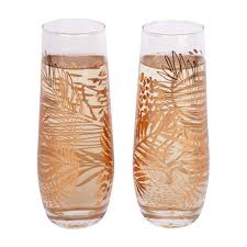 Stemless Champagne Glasses- Electric Bloom