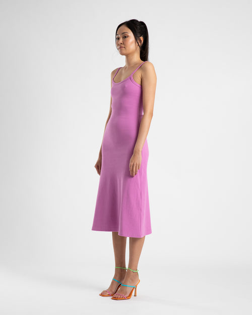 MIDI A LINE DRESS- FUCHSIA