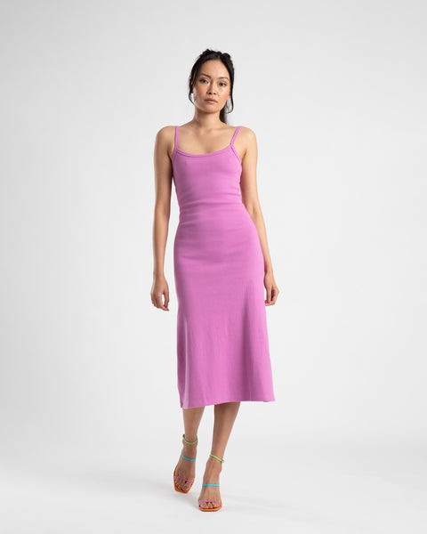 MIDI A LINE DRESS- FUCHSIA