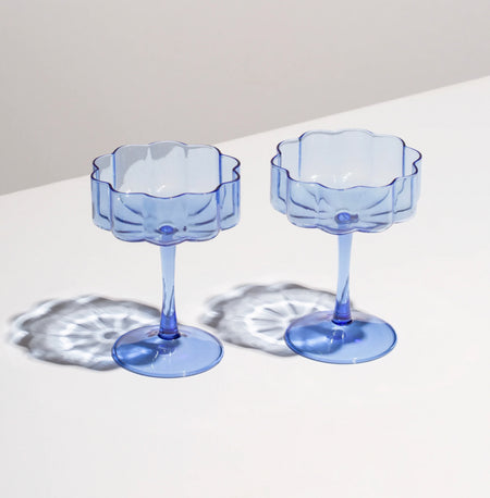 Two Wave Wine Glasses- Clear