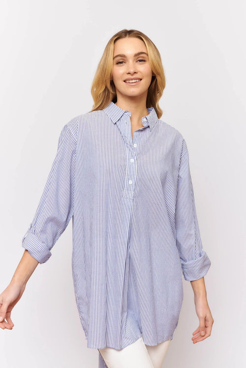 Overshirt in royal stripe voile