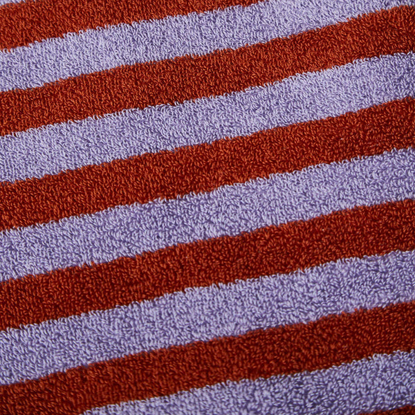 Bath Towel in Red Ochre/Lilac Stripe
