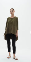 Ava 3/4 top-khaki