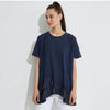 Pleated Hem Tee- Navy