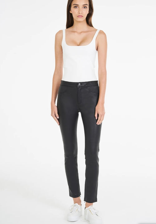 Pure Iconic Stretch Leather Skinny Pant - black