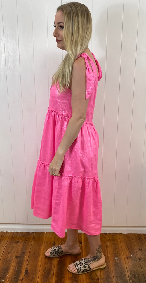 Santorini Dress- Flamingo Lurex
