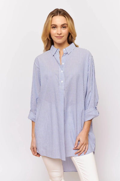 Overshirt in royal stripe voile