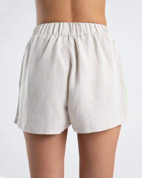 LINEN SHORT- SILVER