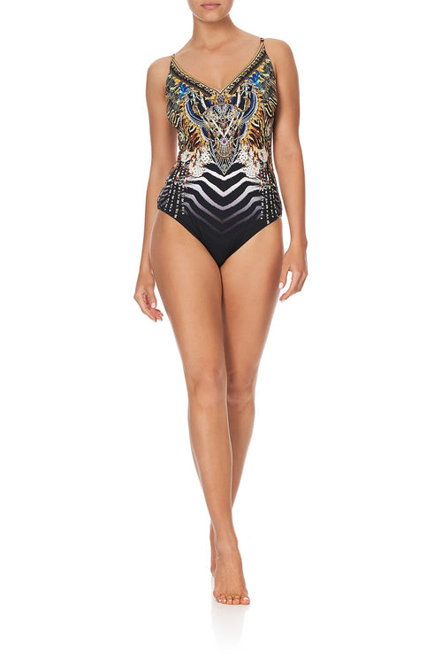 V Neck Underwire One Piece- Lost Paradise