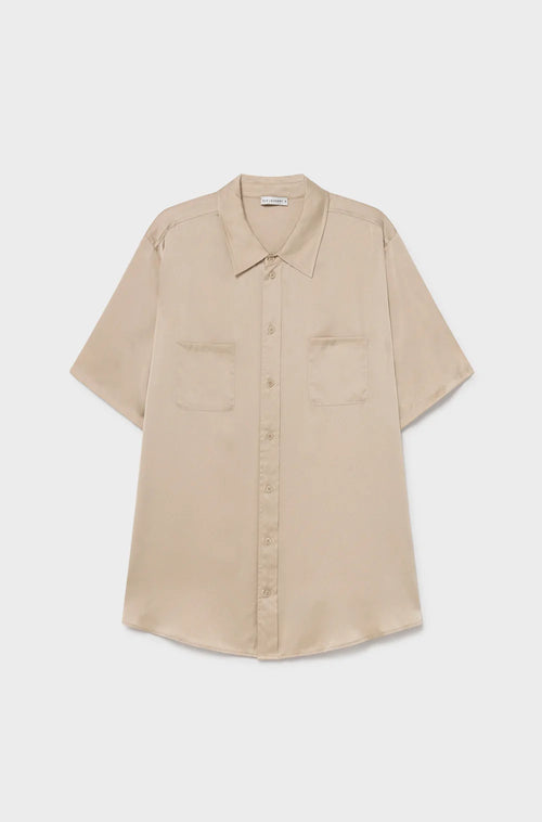 Short Sleeve Boyfriend Shirt- Hazelnut