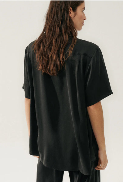 Short Sleeve Boyfriend Shirt- Black