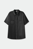 Short Sleeve Boyfriend Shirt- Black