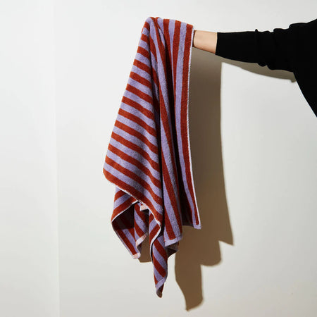 BATH + HAND TOWEL SET OF 4 IN RED OCHRE STRIPE – House of Nunu