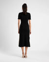 MIDI A LINE DRESS WITH SHORT SLEEVE - BLACK/CREAM STRIPE