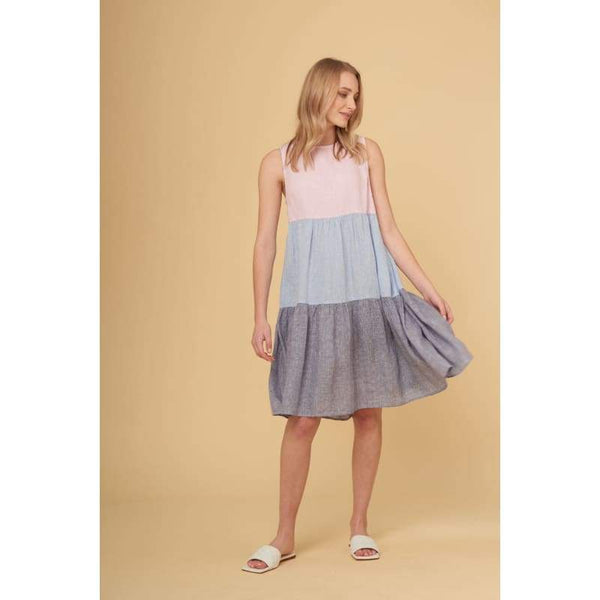 Picnic Dress In Houndstooth- Pink