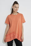 Pleated Hem Tee- Coral