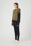 Kyra Blocked Hoodie- Khaki/Navy