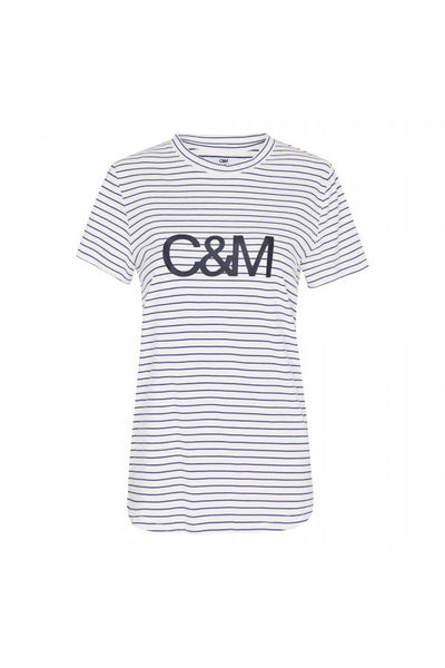 Walsh Stripe Tee- Lapis/White