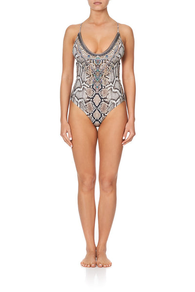 Scoop Neck One Piece W/ Plait Strap- Kakadu Boo