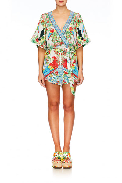 Cross Over Frill Hem Playsuit- One Flew Over