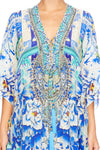 Short Lace Up Kaftan- Porcelain Paradise