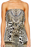 Tie Waist Strapless Jumpsuit- Animal Instinct