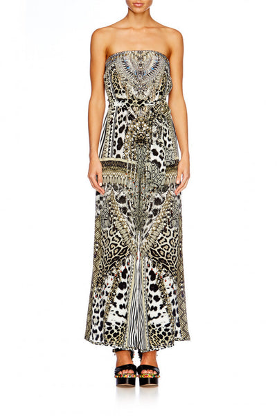 Tie Waist Strapless Jumpsuit- Animal Instinct