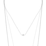 Sunset View Pearl Multi Chain Necklace- Silver