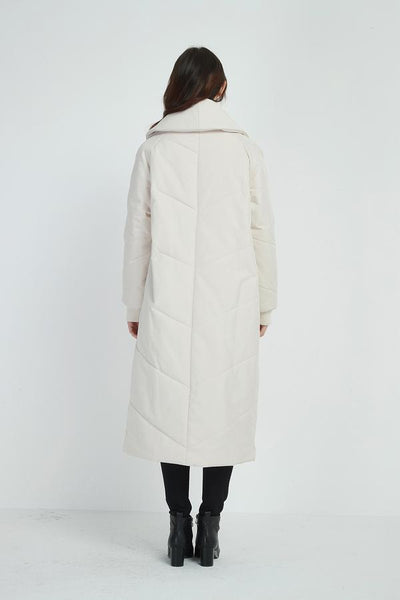 Heavy Padded Long Coat- Bone