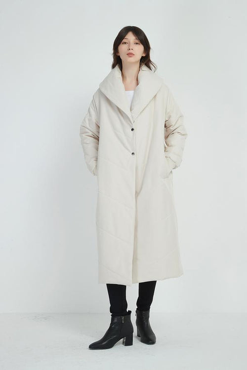 Heavy Padded Long Coat- Bone