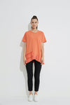 Pleated Hem Tee- Coral