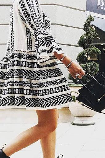 Short Ella Dress- Black/Off White