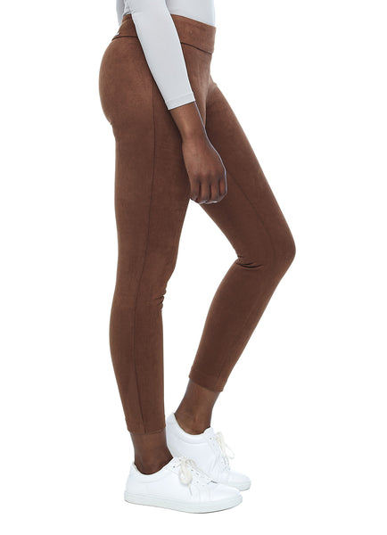 VEGAN SUEDE SLIM PANT- TOBACCO